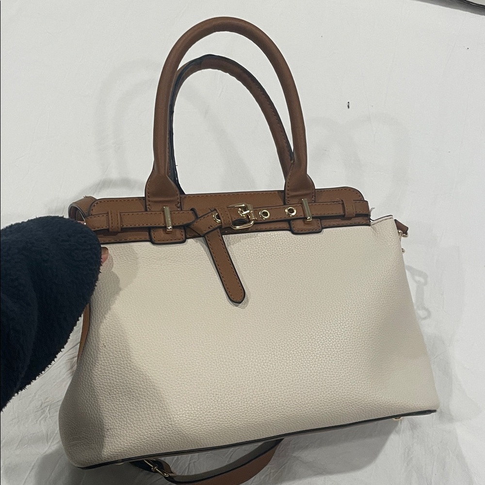 Seven Days Elegant Cream and Brown Handbag